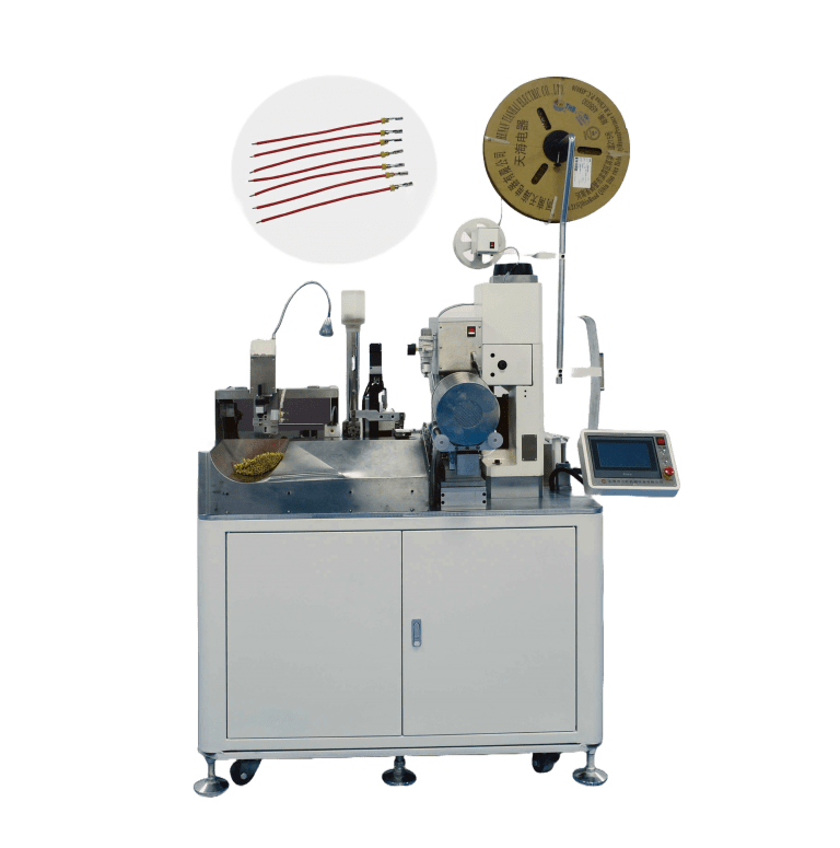 Automatic wire machine with crimping and waterproof sealing on one end, tinning on the other