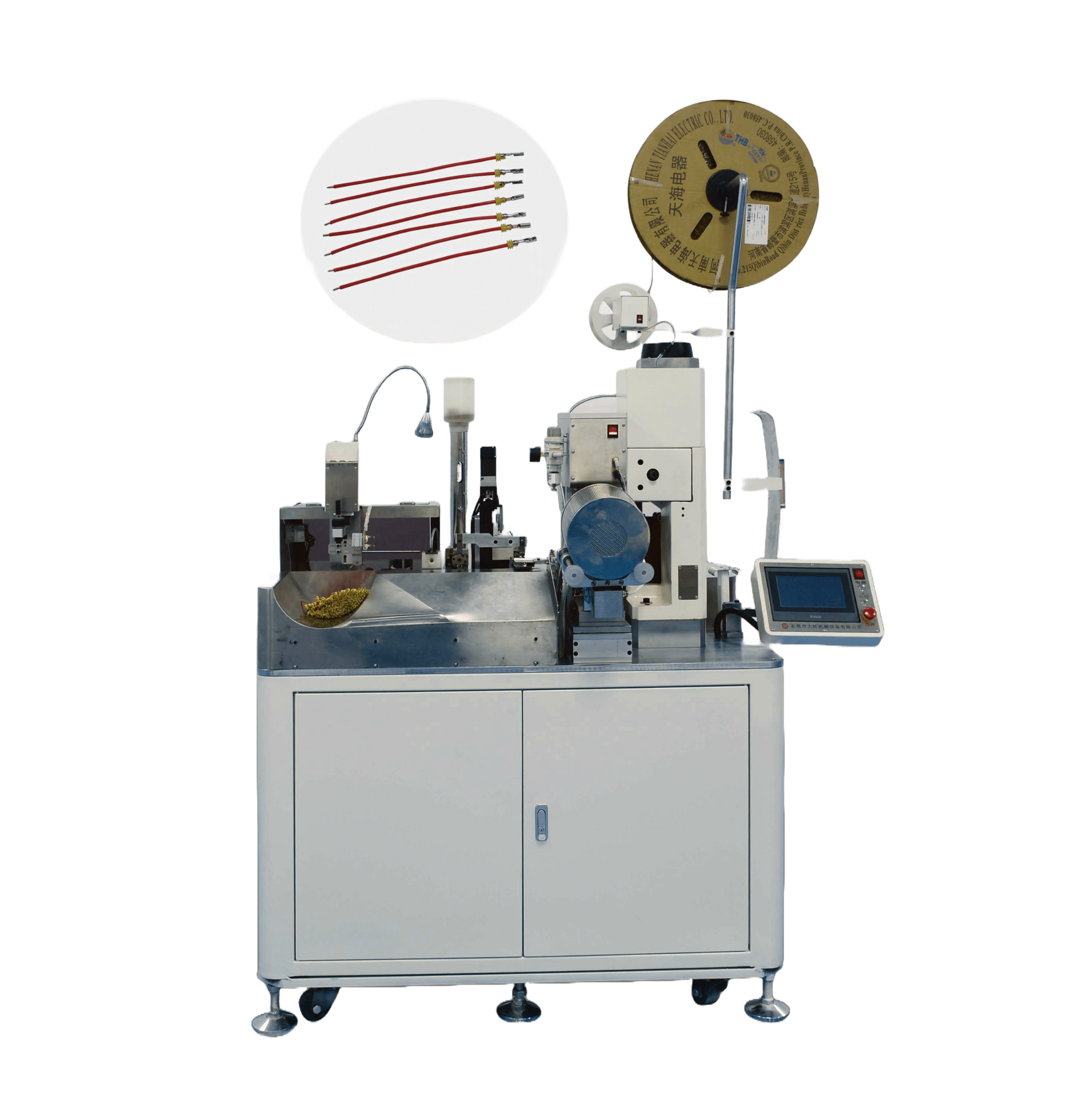 Automatic wire machine with crimping and waterproof sealing on one end, tinning on the other