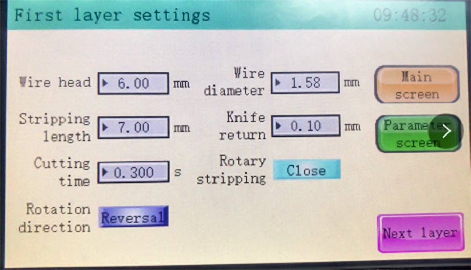 Coaxial Wire Stripping Machine detail setting